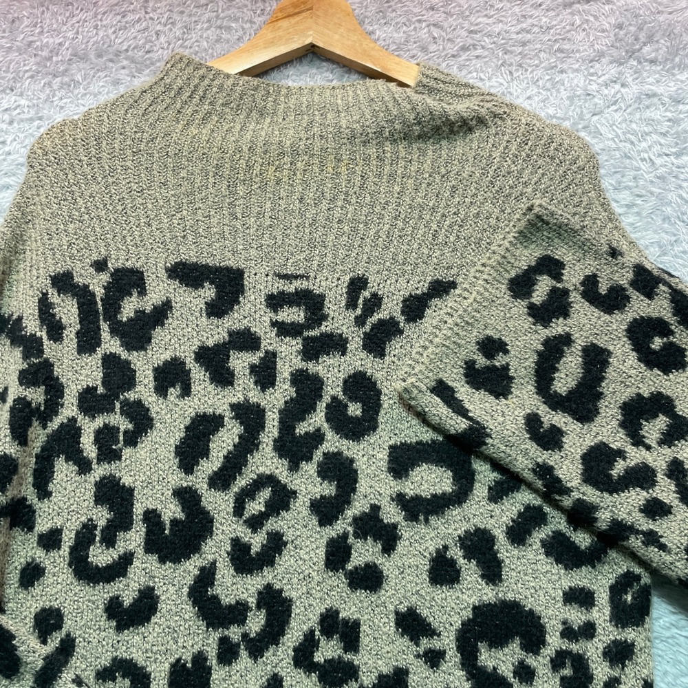 Isabel Maternity Ingrid & Isabel Leopard Print Mock Neck Knit Sweater Tan Small